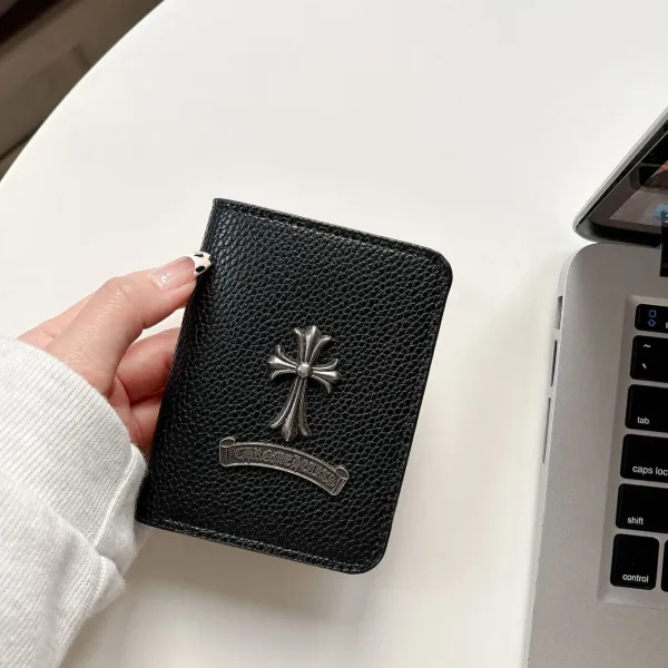Chrome Hearts Cross Logo Cardholder Black Leather Card Holder - 12