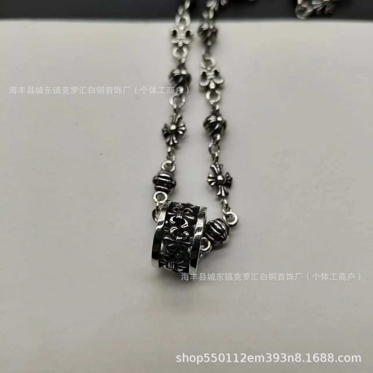 Chrome Hearts Inspired Cross and Pumpkin Link Chain Necklace Silver - 6