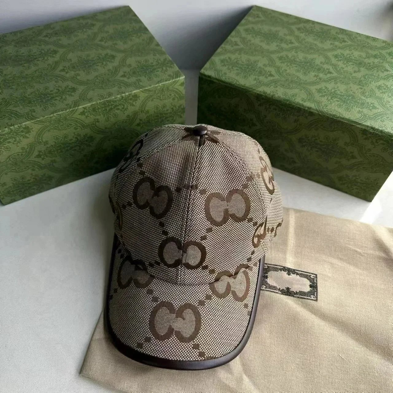 Gucci GG Supreme Baseball Cap Beige with Red-Green Web - 6