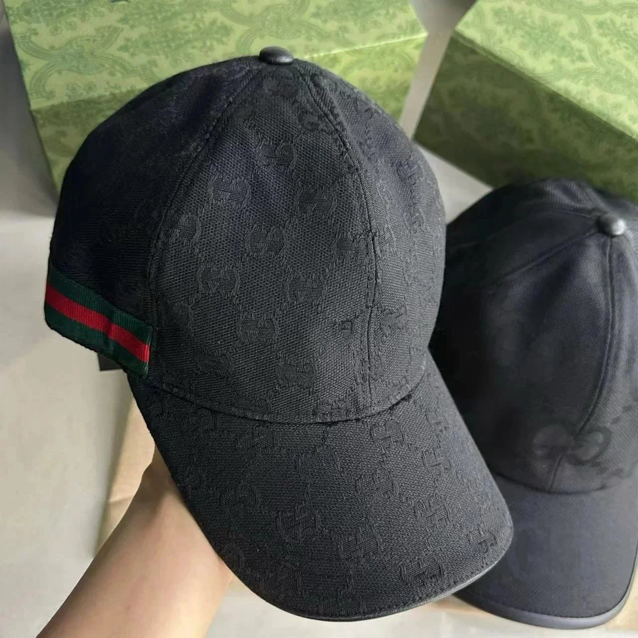 Gucci GG Supreme Baseball Cap Beige with Red-Green Web - 3
