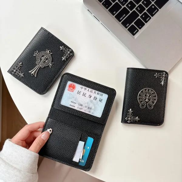 Chrome Hearts Cross Logo Cardholder Black Leather Card Holder - 8