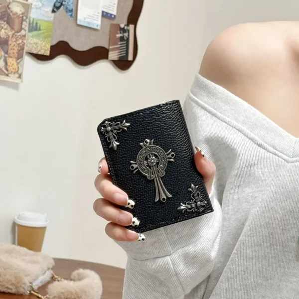 Chrome Hearts Cross Logo Cardholder Black Leather Card Holder - 14