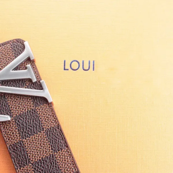 Louis Vuitton Damier Ebène Belt with LV Buckle Brown Leather Belt - 1