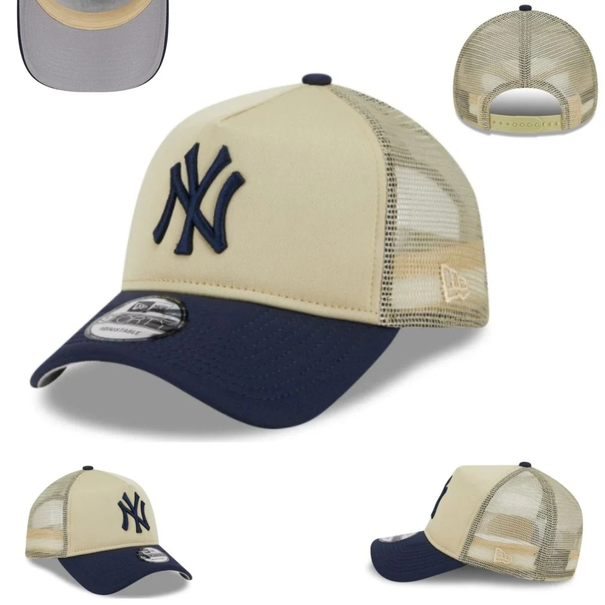 New Era LA Dodgers Trucker Cap Beige and Royal Blue Baseball Cap - 16