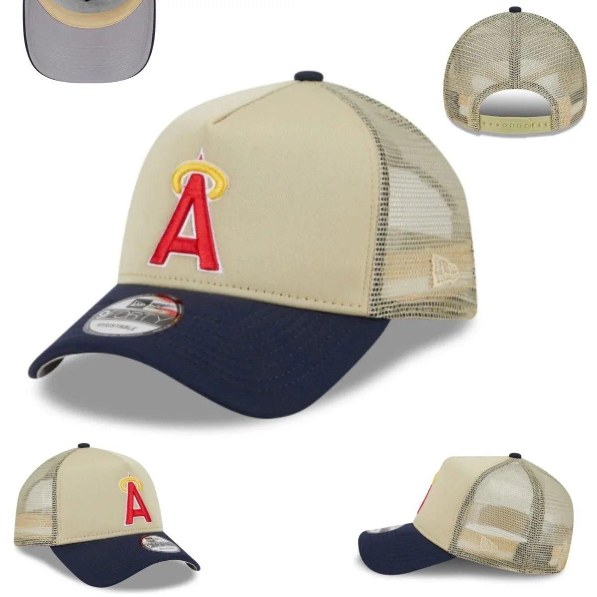 New Era LA Dodgers Trucker Cap Beige and Royal Blue Baseball Cap - 5