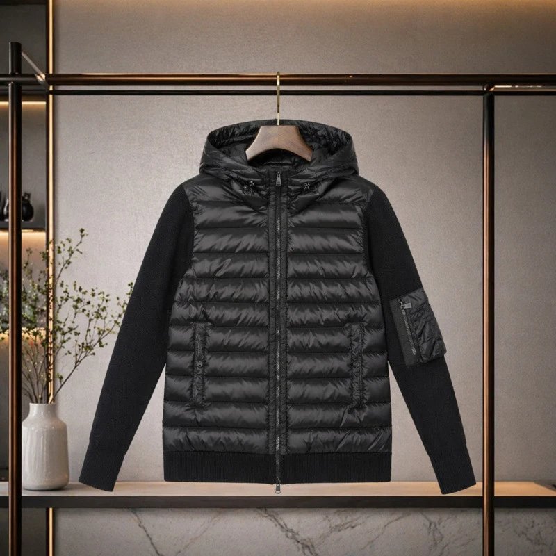 Moncler Knit-Panel Hooded Down Jacket [2 styles]