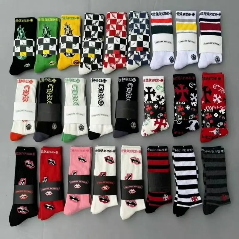 Chrome Hearts Logo and Checkered Crew Socks [30 styles]