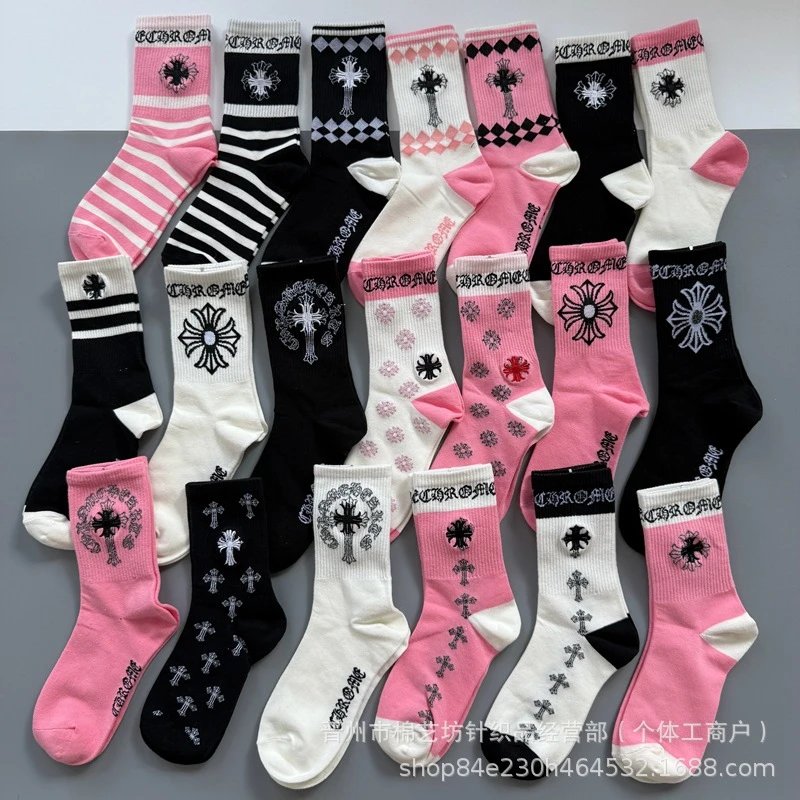 Chrome Hearts Cross and Stripe Crew Socks [46 styles]