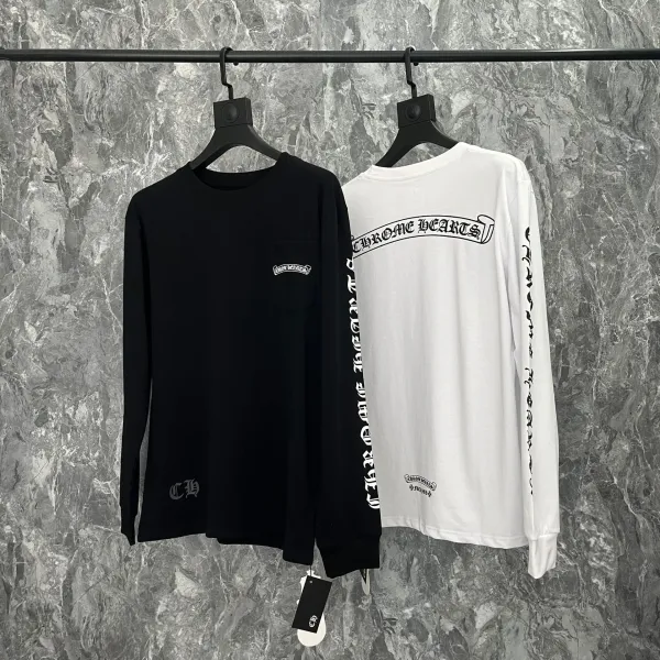 Chrome Hearts Cross Logo Raglan Long-Sleeve T-Shirt Pink and White - 39