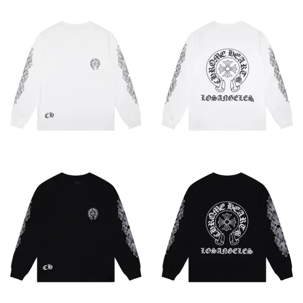 Chrome Hearts Cross Logo Raglan Long-Sleeve T-Shirt Pink and White - 11