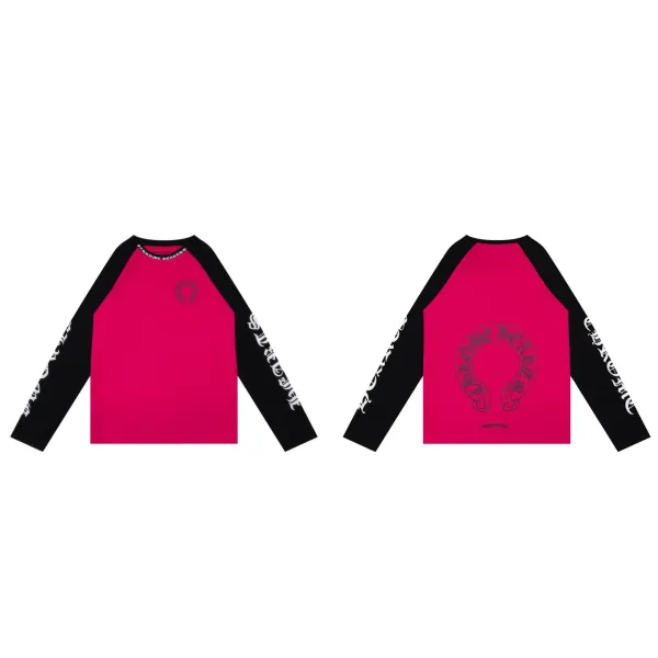 Chrome Hearts Cross Logo Raglan Long-Sleeve T-Shirt Pink and White - 31