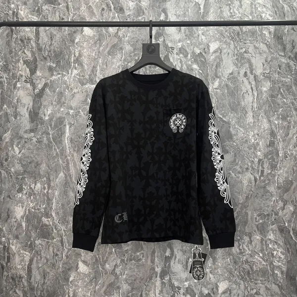 Chrome Hearts Cross Logo Raglan Long-Sleeve T-Shirt Pink and White - 46