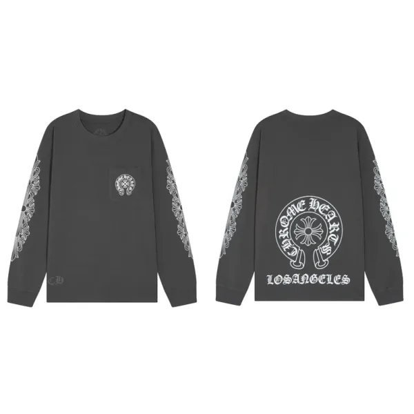 Chrome Hearts Cross Logo Raglan Long-Sleeve T-Shirt Pink and White - 33