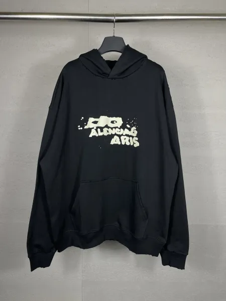 Aleenciag Distressed Logo Hoodie Black/White/Gray/Purple/Navy - 23