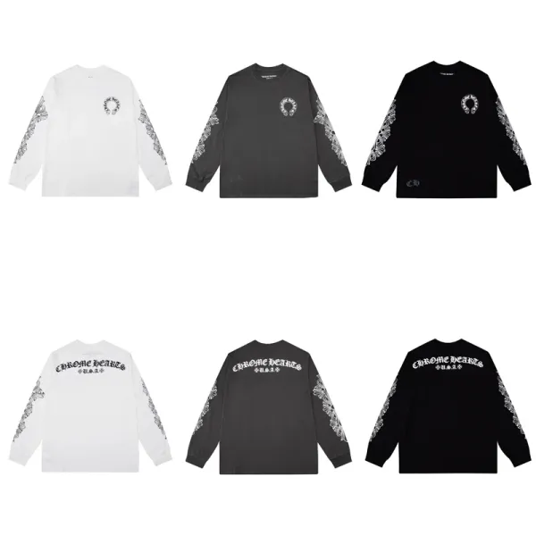 Chrome Hearts Cross Logo Raglan Long-Sleeve T-Shirt Pink and White - 14