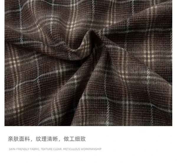 Design Layered Plaid Shirt with Graffiti Print Brown Multicolor Shirt Tops Shirt - 14