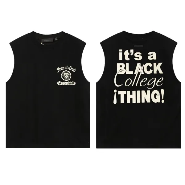 Fear of God Essentials Black College Print Sleeveless Top - 1