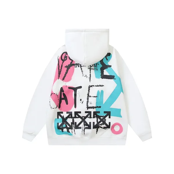 Off-White Graffiti Print Hoodie White - 1