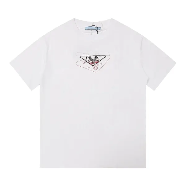 Prada Re-Nylon Triangle Logo White T-Shirt - 1