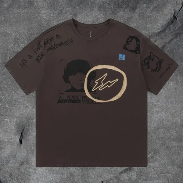 Travis Scott x Cactus Jack 'A Place From Your Minds' Brown Graphic T-Shirt - 1
