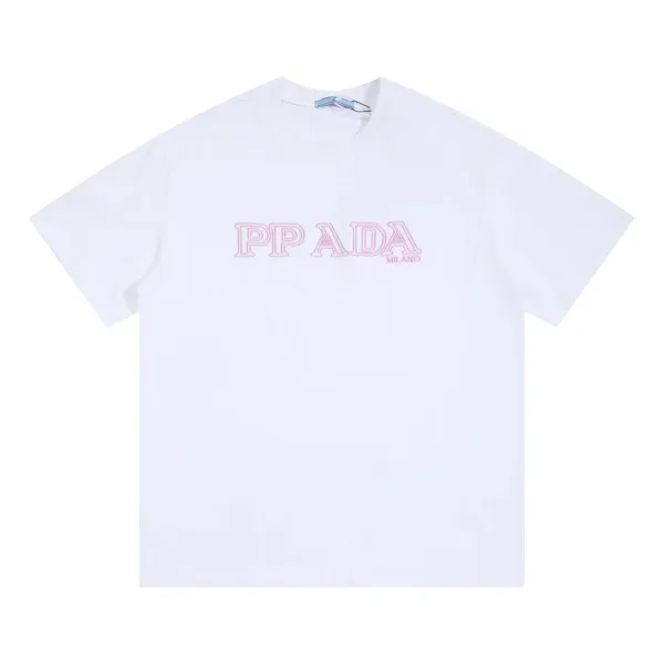 Prada Logo Embroidered White T-Shirt - 1