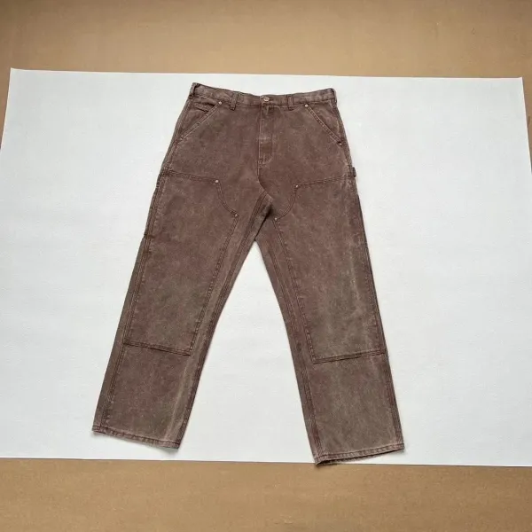 Carhartt Work In Progress Carpenter Pants Brown Washed Denim - 1