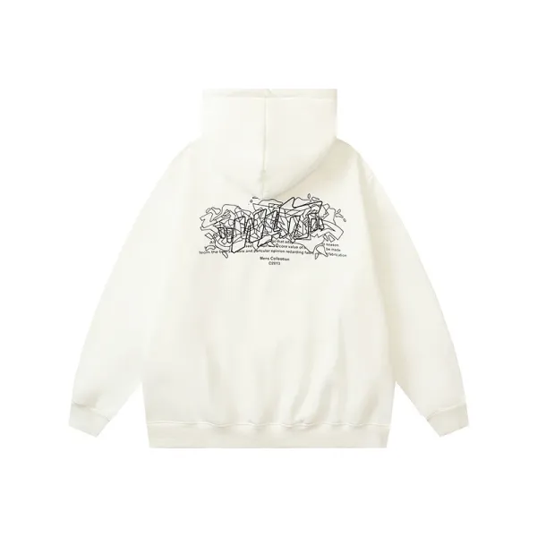 Design Graffiti Print Oversized Hoodie White - 1