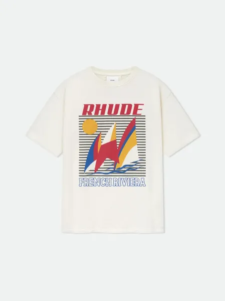 Rhude French Riviera Graphic T-Shirt Off-White - 1