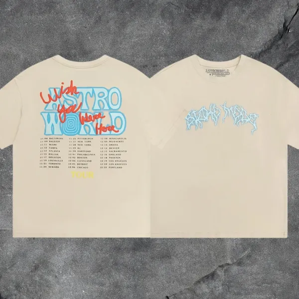 Design Astro World Wish You Were Here Tour T-Shirt Beige T-Shirts - 1