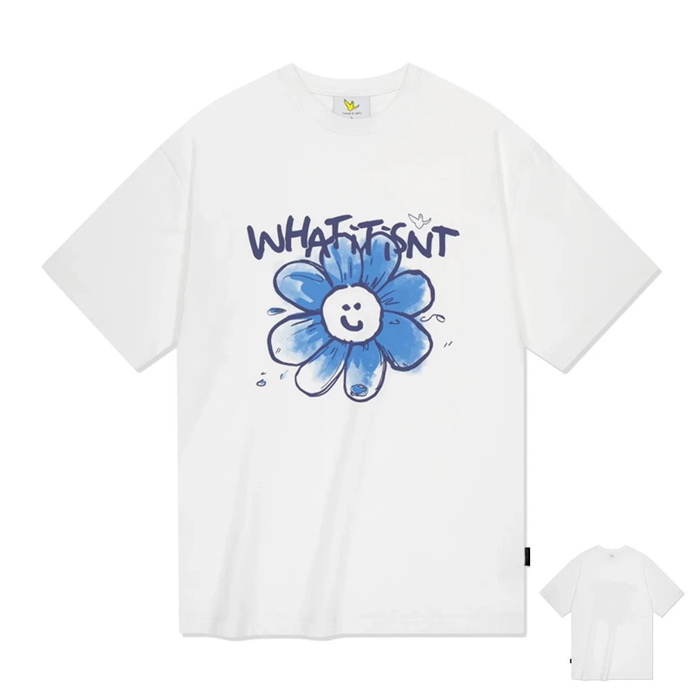 Embroidered Printed Round Neck Couple Short Sleeve T-Shirt photo 7