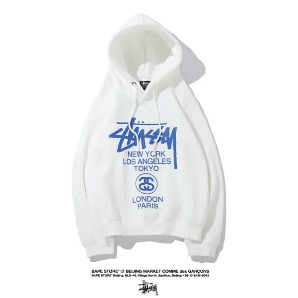 Stussy x Comme des Garçons BAPE STORE IT Beijing Market Hoodie White - 1