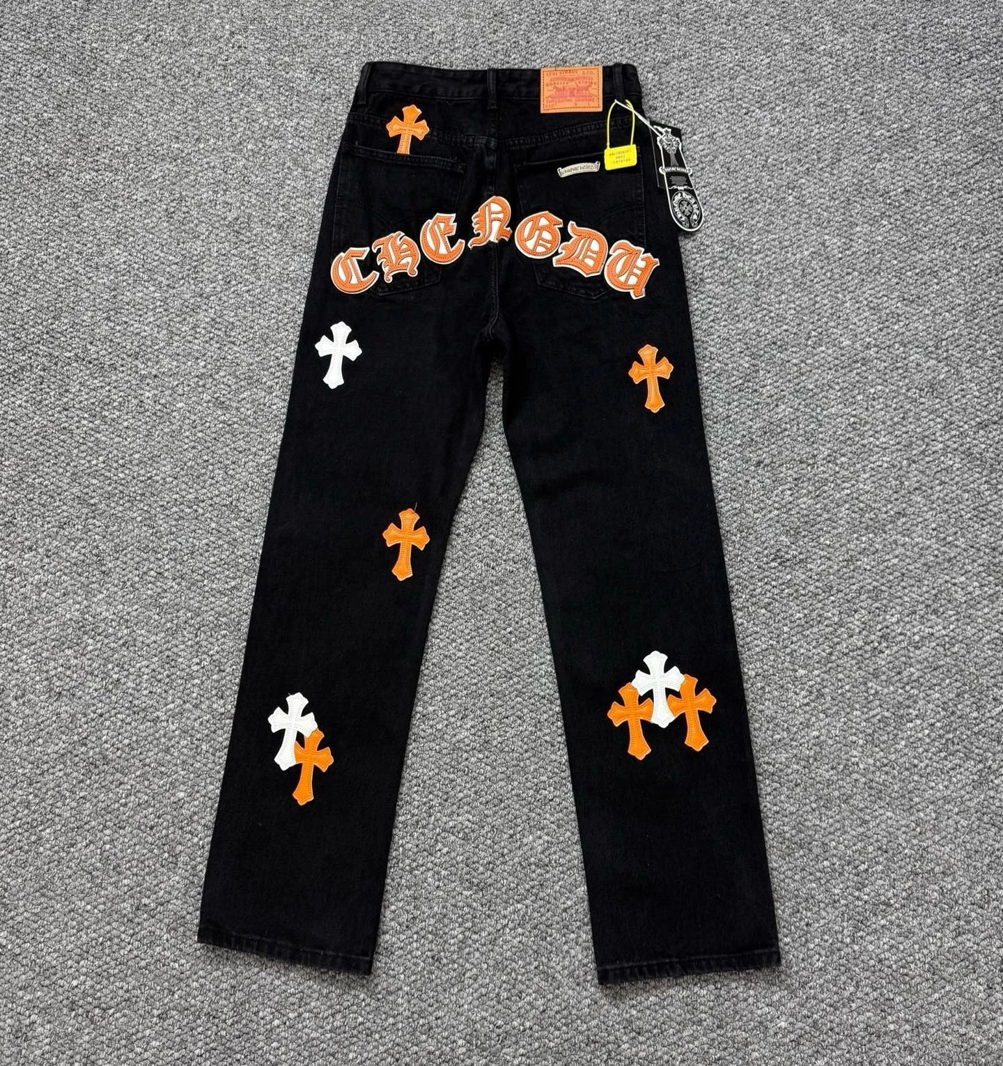 Chrome Hearts Cross-Embellished Black Distressed Jeans - 6