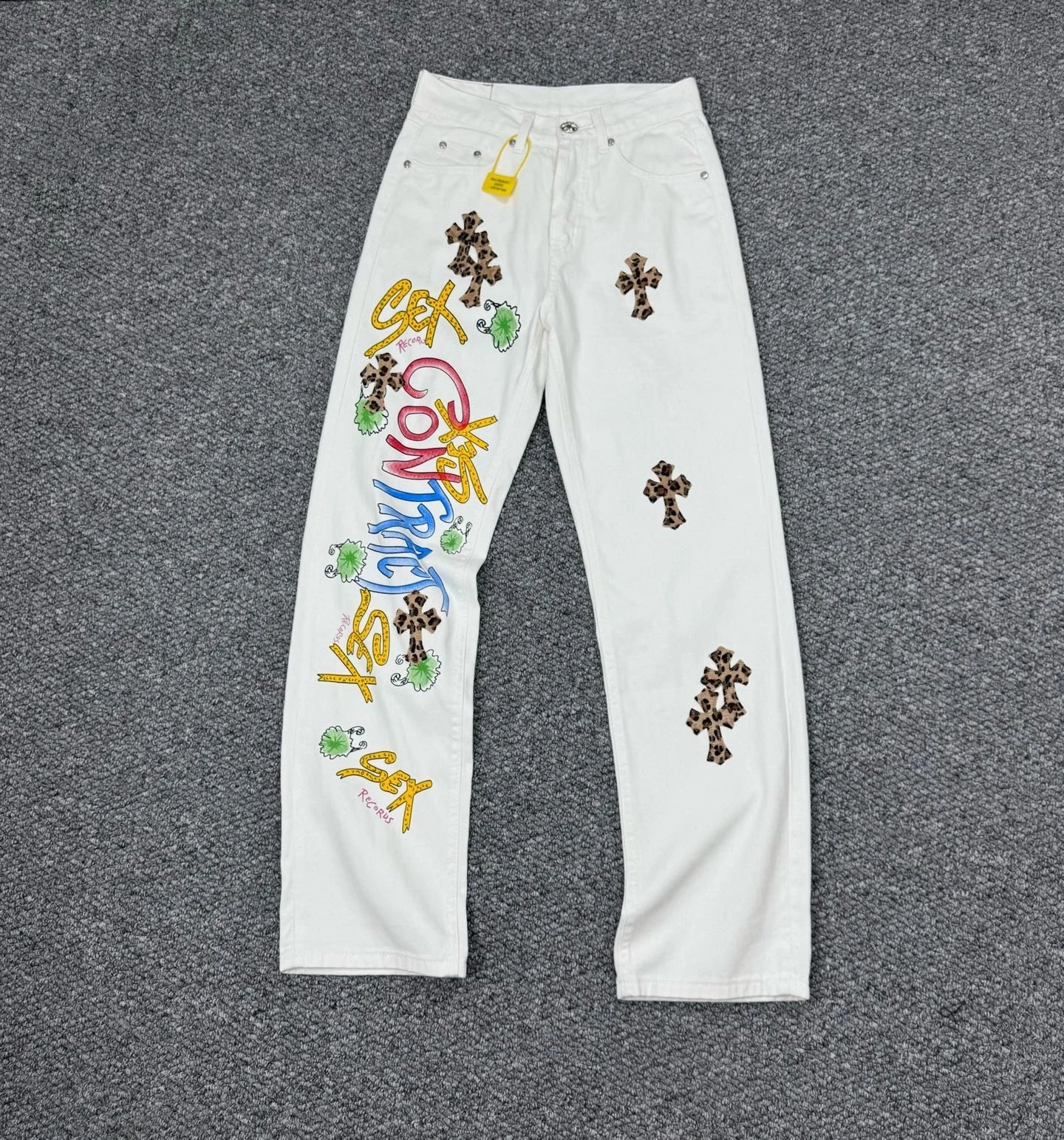 Chrome Hearts Cross-Embellished Black Distressed Jeans - 37