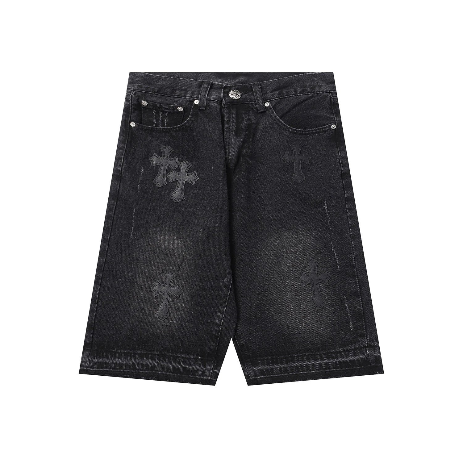 Chrome Hearts Cross-Embellished Black Distressed Jeans - 11