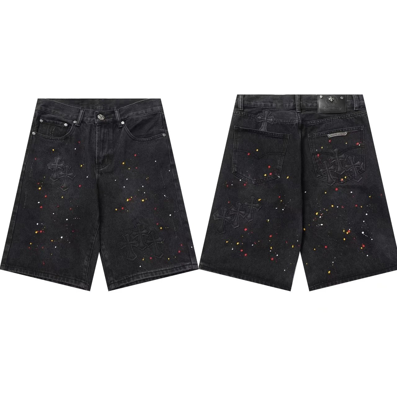 Chrome Hearts Cross-Embellished Black Distressed Jeans - 15