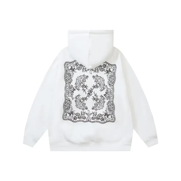 Design Bandana Print Hoodie White - 1