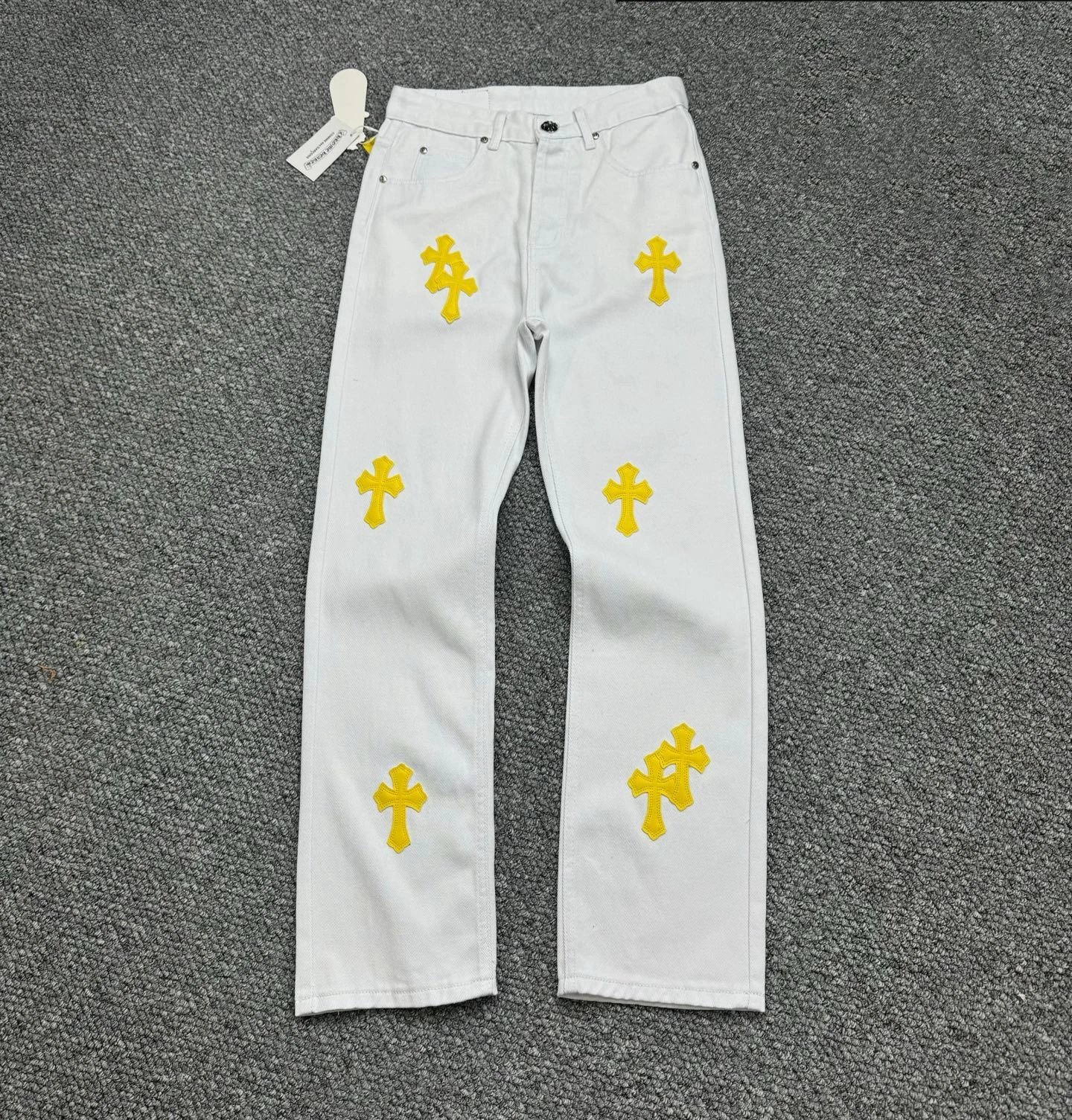 Chrome Hearts Cross-Embellished Black Distressed Jeans - 28