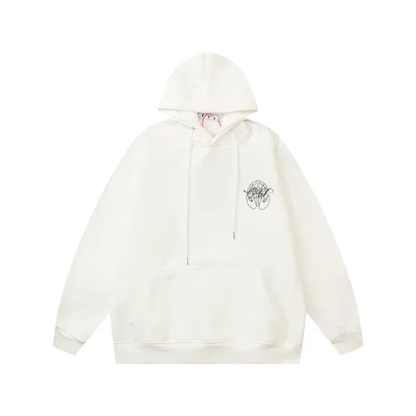 Design Minimalist Embroidered Logo Hoodie White - 1