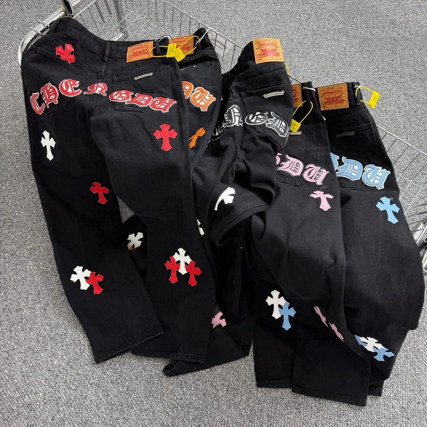 Chrome Hearts Cross-Embellished Black Distressed Jeans - 3