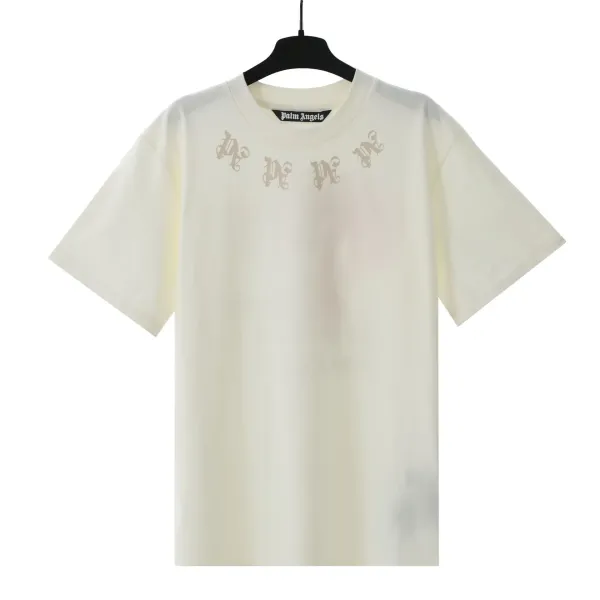 Palm Angels Logo Print Off-White T-Shirt - 1