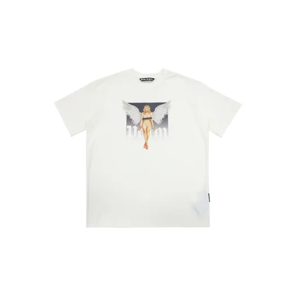Palm Angels Angel Print White T-Shirt - 1