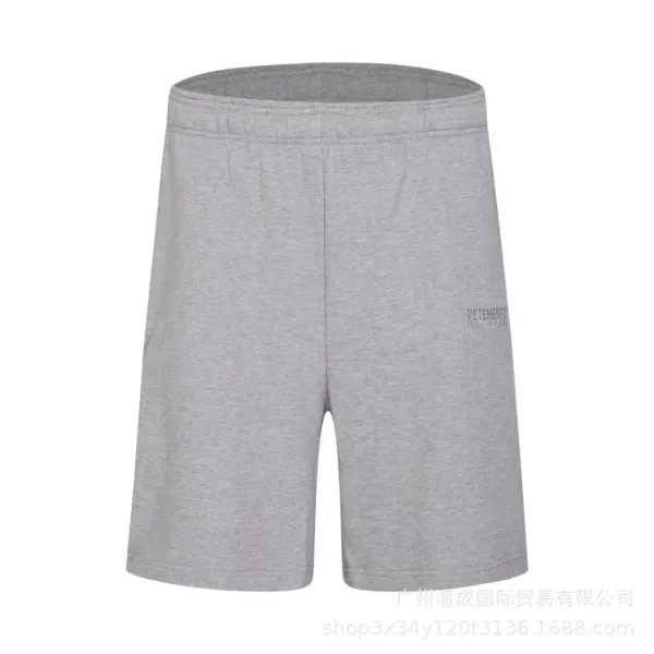 Vetements Logo-Embroidered Heather Gray Shorts - 1
