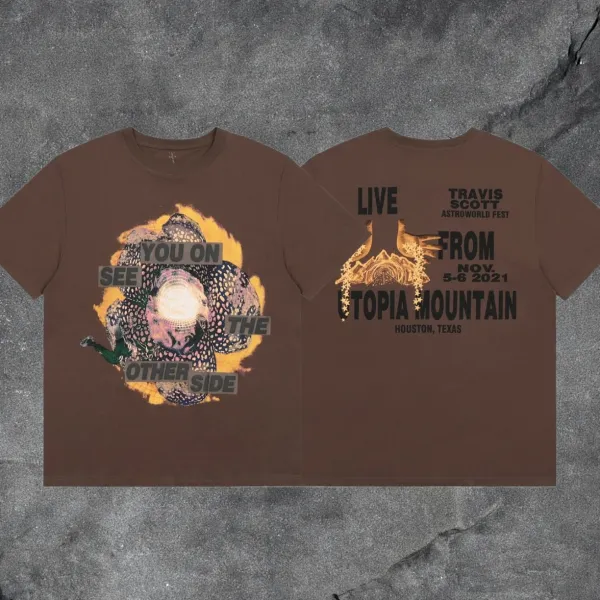 Travis Scott x Cactus Jack Utopia Mountain Concert Tour Brown T-Shirt - 1