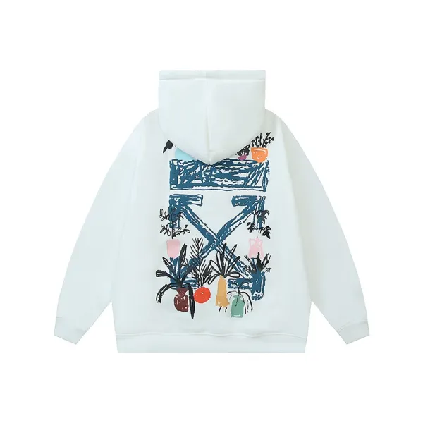 Off-White Plant Print Hoodie White - 1