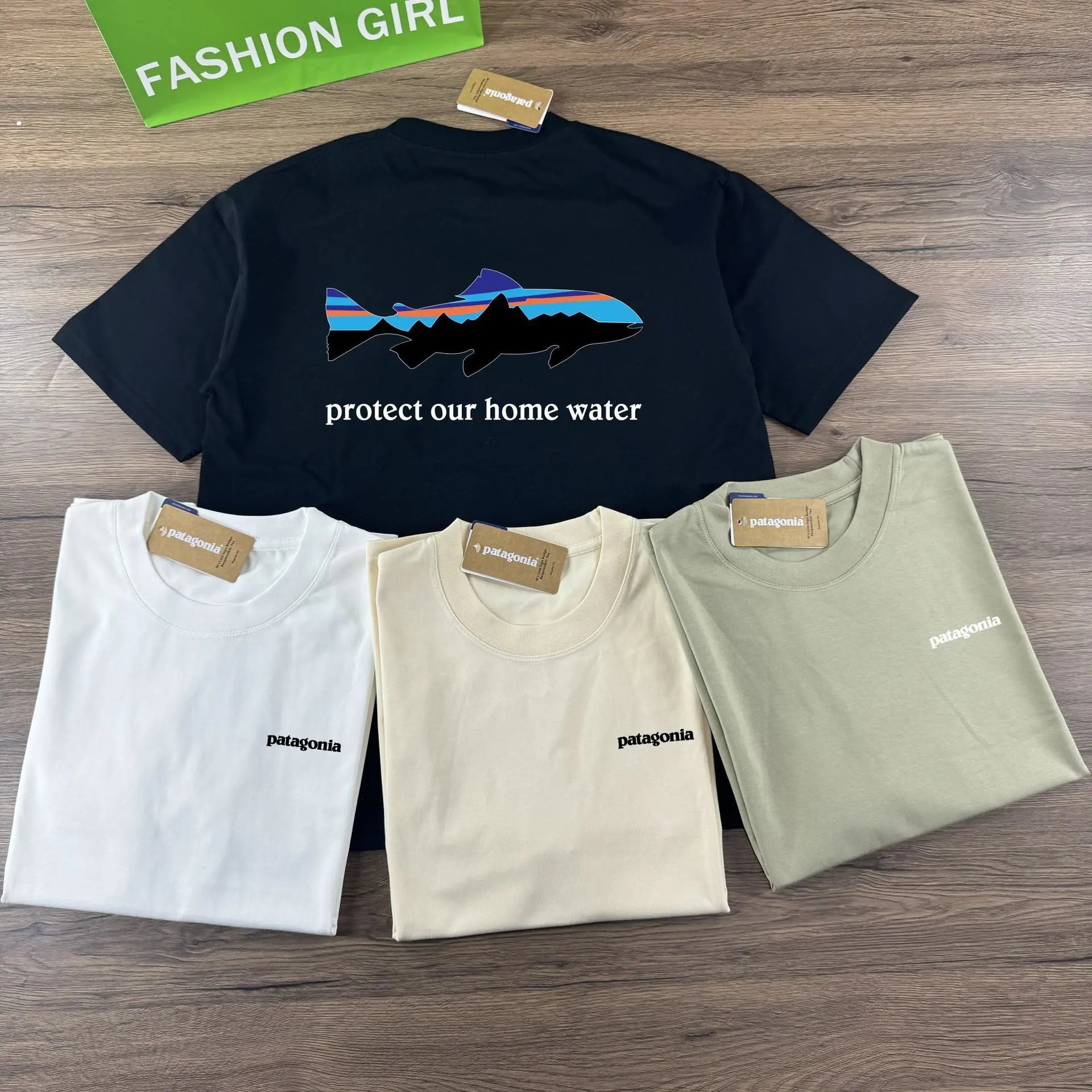 Patagonia Fish Graphic Black Casual T-Shirt