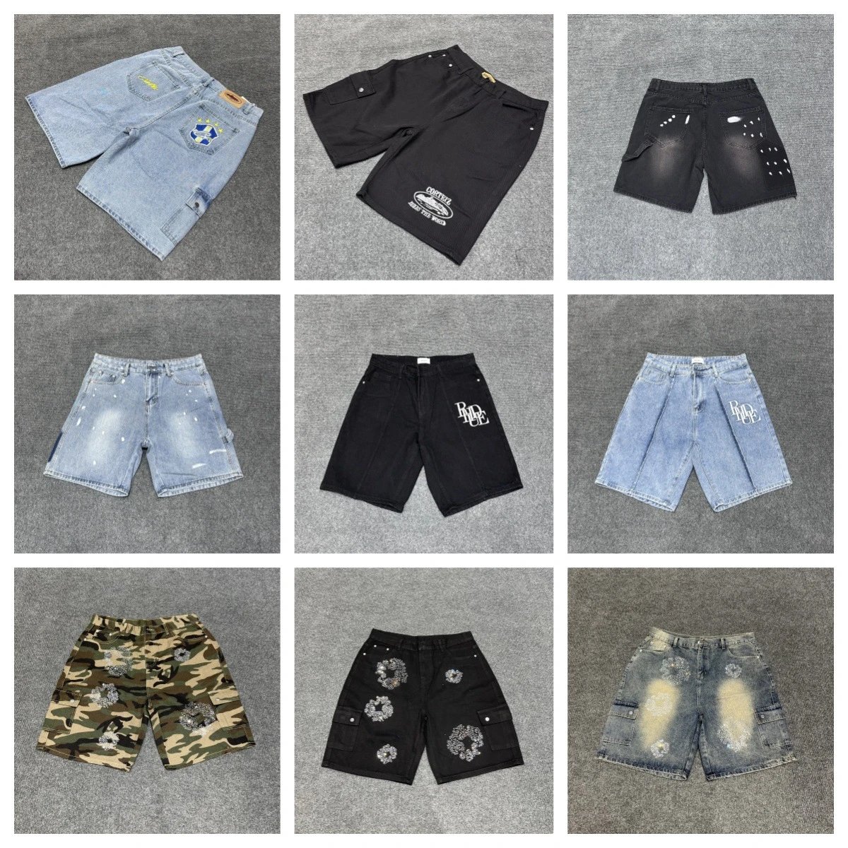 Hip-Hop Washed Vintage Straight Shorts Jeans Oversized Fit