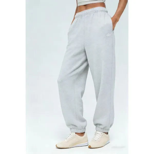 Alo Yoga Classic Fleece Sweatpants Light Gray Sweatpants - 1