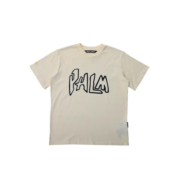 Palm Angels Palm Outline Logo Beige T-Shirt - 1