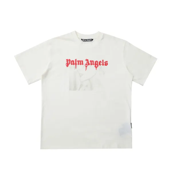 Palm Angels Dripping Logo Graphic T-Shirt White - 1