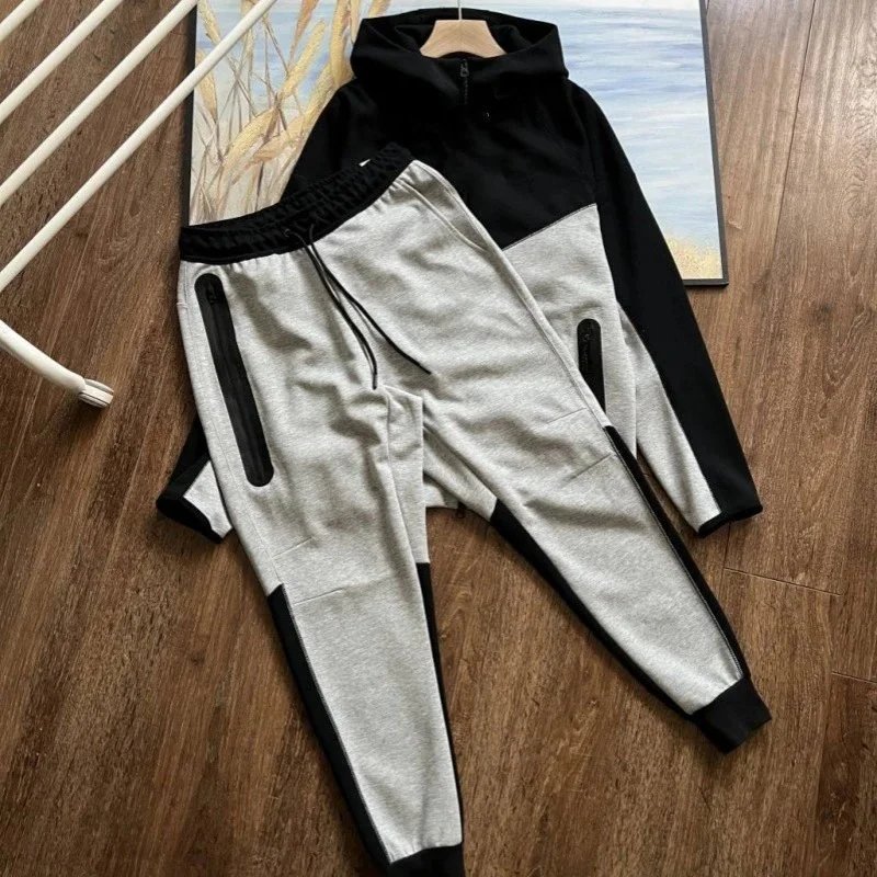 Spring and Autumn New Hooded Jacket, Pressure Glued Pants, Sports and Leisure Set